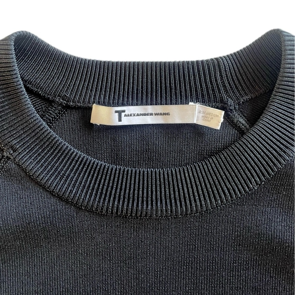 ALEXANDER WANG | M | Ribbed Crewneck Rayon Nylon Spandex Bodycon Mini Dress